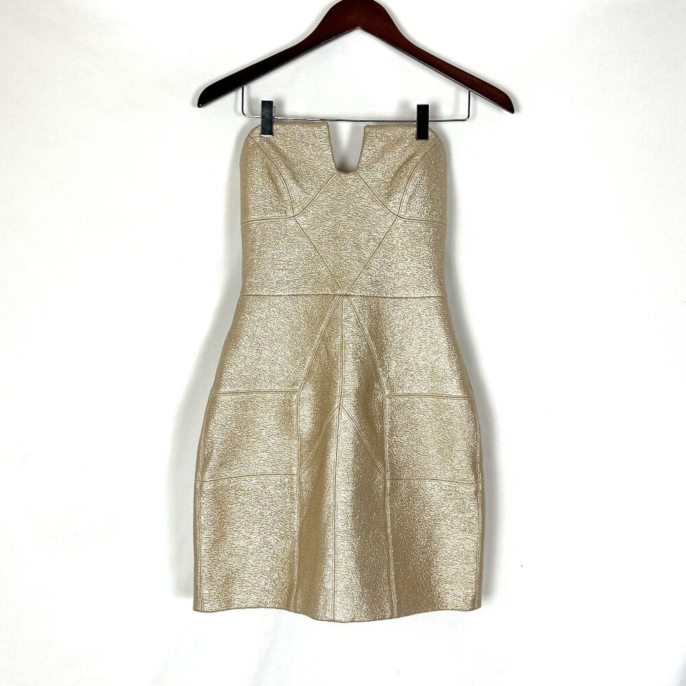 Manning Cartell Gold Textured Strapless Mini Dress